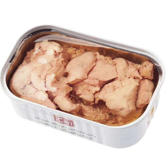 Canned Natural Icelandic Cod Liver in Own Oil, iCan, 115g