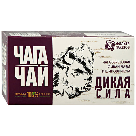 Chaga-Tea with Fermented Fireweeds & Rosehip, Wild Power, 20 sachets x 1.5g