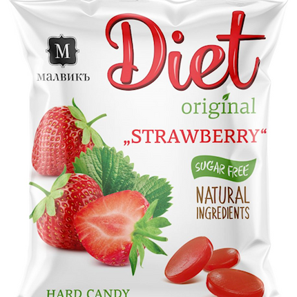 Malvik diet Strawberries candies with isomalt 50 g