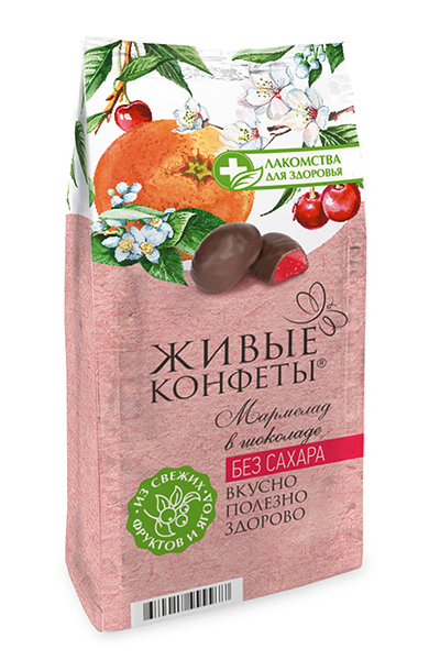 Marmalade Glazed "Zhyvye Konfety" Cherry, Orange 150g (Sugar FREE)