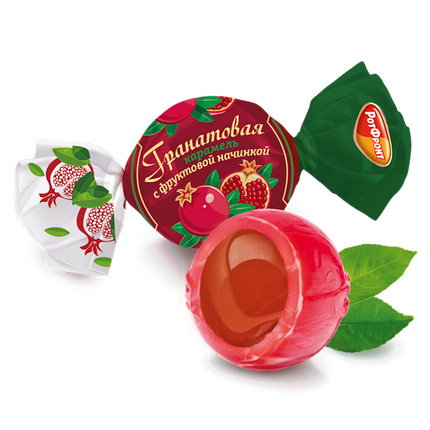 Pomegranate caramel candies with fruit flavour