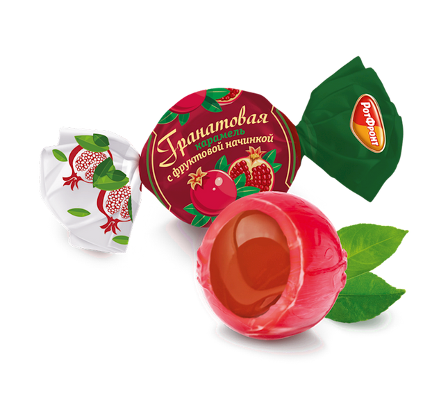 Pomegranate caramel candies with fruit flavour