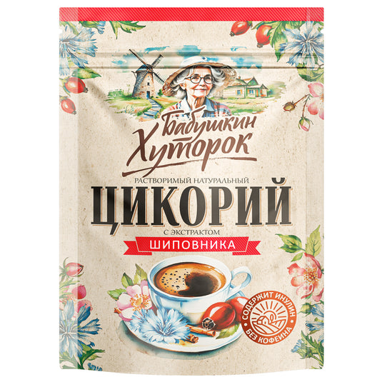 Instant Chicory with Rosehip Extract, Babushkin Khutorok, 100g / 3.53 oz