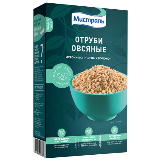 Quick-Cooking Oat Bran, Ready in 3 Minutes, Mistral, 14.1 oz / 400 g