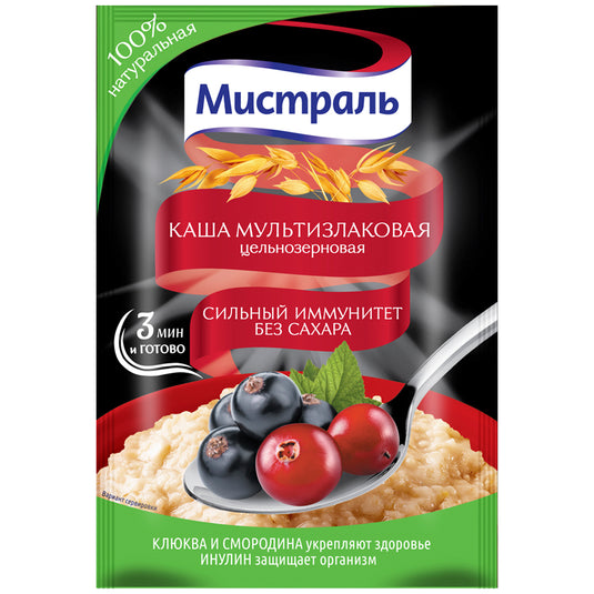 Functional Oatmeal “Immunity Support” Cranberry & Blackcurrant 1 Minute SUGAR FREE, Mistral, 40g / 1.41 oz