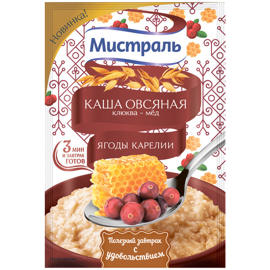 Oatmeal with Cranberry and Honey “Berries of Karelia” 3 Minutes, Mistral, 40g / 1.41 oz
