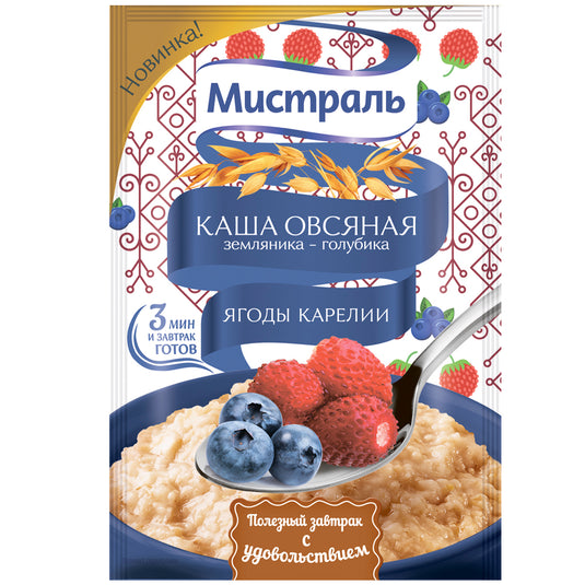 Oatmeal with Wild Strawberry & Blueberry “Berries of Karelia” 3 Minutes, Mistral, 40g / 1.41 oz