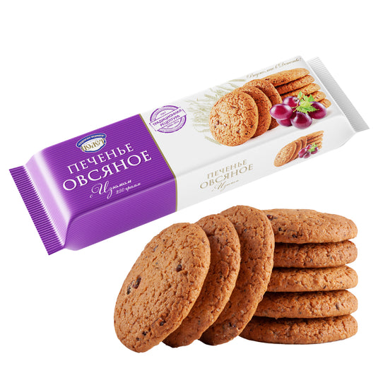 Oat Cookies with Raisins, Polet, 250 g / 8.82 oz