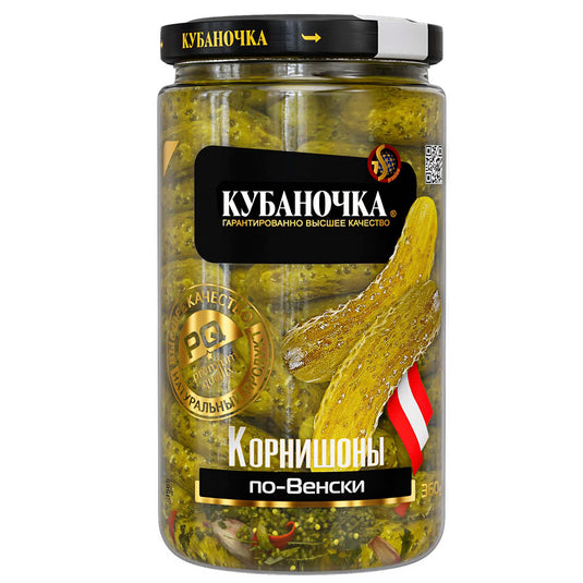 Viennese Style Gherkins, Kubanochka, 11.99 oz / 340 g