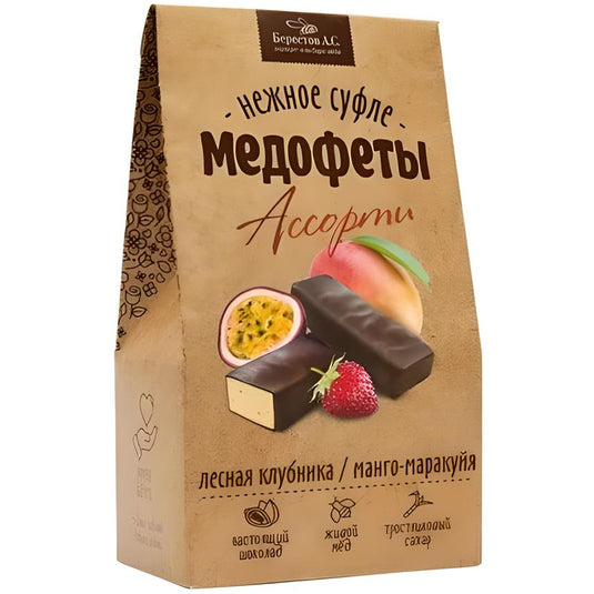 Assorted Souffle Candies Strawberry, Mango, Passion Fruit "Medofety", 150g