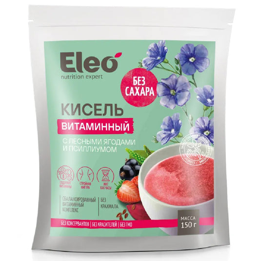 Sugar-Free Vitamin Kissel with Forest Berries & Psyllium, ELEO, 150 g / 5.29 oz