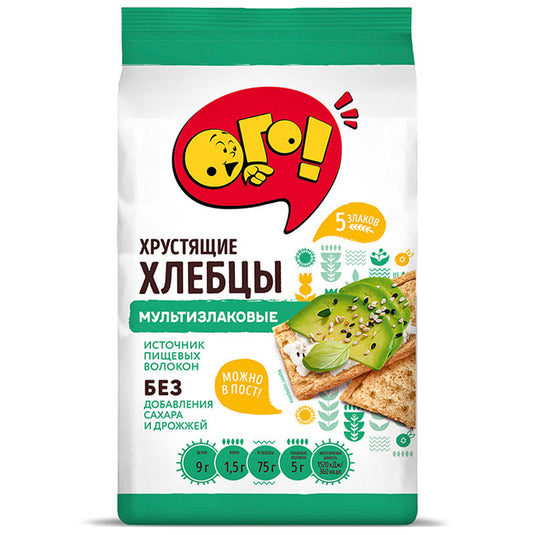 Crispy Multigrain Crispbread SUGAR FREE, Ogo!, 75g / 2.65 oz