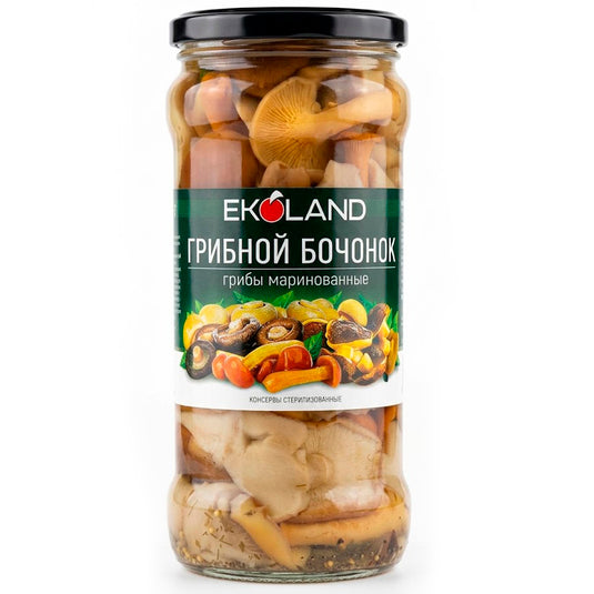 Marinated Mushrooms “Gribnoy Bochонok”, Ekoland, 580g / 20.46oz