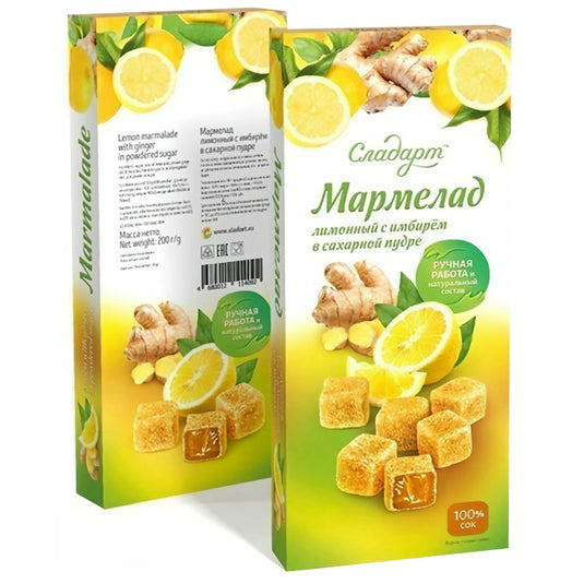 Lemon & Ginger Marmalade In Powdered Sugar, Sladart, 7.05oz / 200g