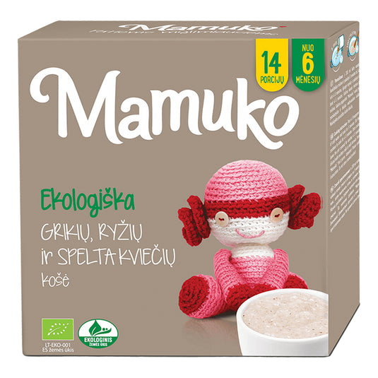 Organic Buckwheat, Rice & Spelt Wheat Baby Porridge 6+, Mamuko, 240g/ 8.47 oz