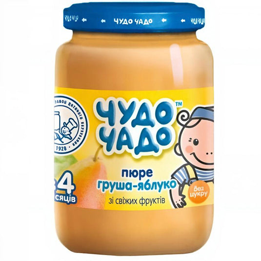 Baby Puree Apple & Pear SUGAR FREE 4+ Months, Chudo Chado, 170g / 6.0 oz