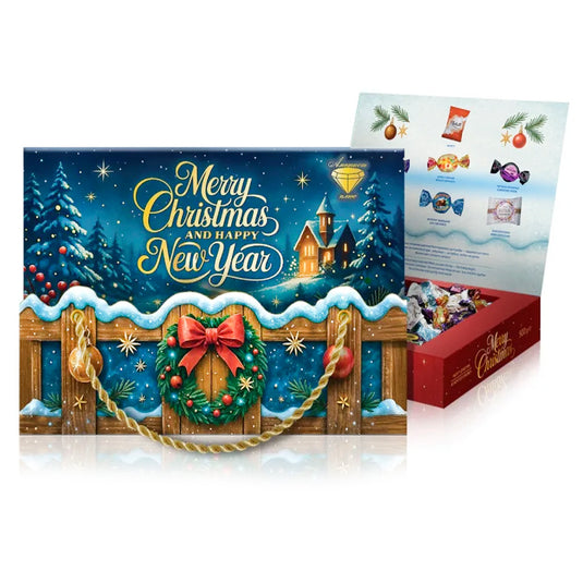 Christmas Assorted Chocolate Candies Gift Box “Festive Glow”, Amethyst, 500g / 17.64oz