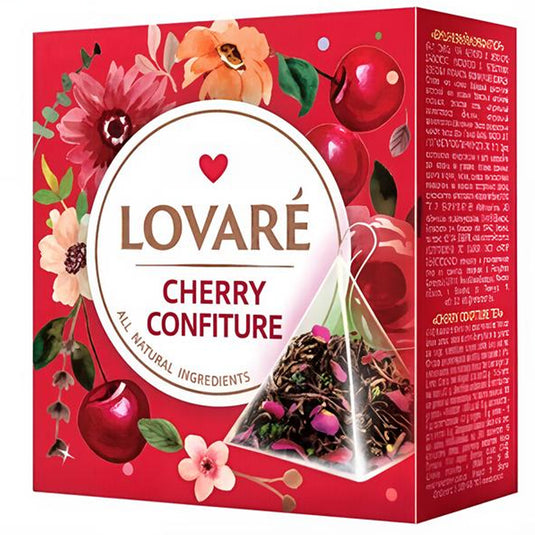 Black & Green Tea Blend with Rose Petals “Cherry Confiture”, Lovare, 15 Pyramids