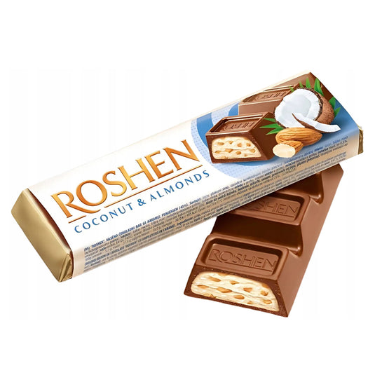 Milk Chocolate Bar with Coconut & Almond, Roshen, 38g/ 1.34oz