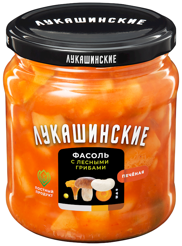 Baked beans &quot;Lukashinskie&quot; Village-style with mushrooms 450g