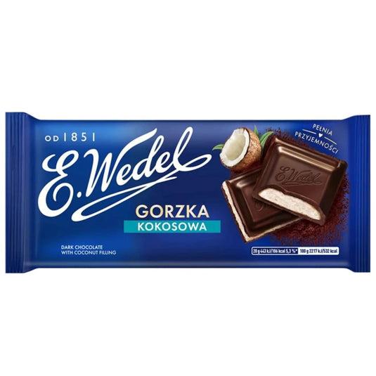 Dark Chocolate with Coconut Filling, Wedel, 100g/ 3.53 oz