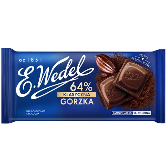 Classic Dark Chocolate 64%, Wedel, 90g/ 3.17 oz