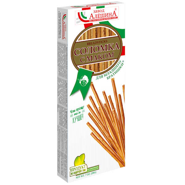 Bread Sticks (Solomka) &quot;Aleshin&quot; with Poppy Seeds 200g