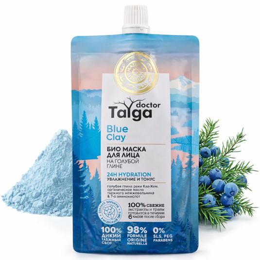 Bio Face Mask 24H HYDRATION & Tone, Blue Clay, Doctor Taiga - 100 ml (3.38 oz)