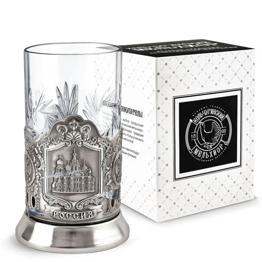 Nickel-Plated Blackened Glass Holder With Crystal Glass 250 ml “Church of the Savior on Spilled Blood” Kolchugino Melchior