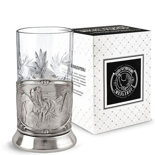 Nickel-Plated Blackened Glass Holder With Crystal Glass 250 ml “Knight at the Crossroads” Kolchugino Melchior