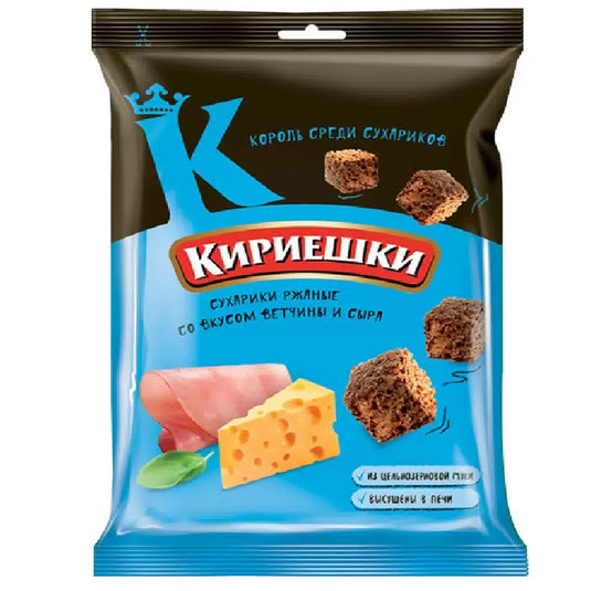 Rye-Wheat Croutons Ham & Cheese Flavour "Kirieshki", 40g
