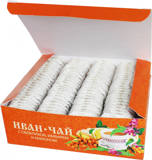 Russian Fireweed Ivan-Tea w/Sea Buckthorn, Ginger and Lemon, 100 tea bags with a label, 150 g/ 0.33 lb