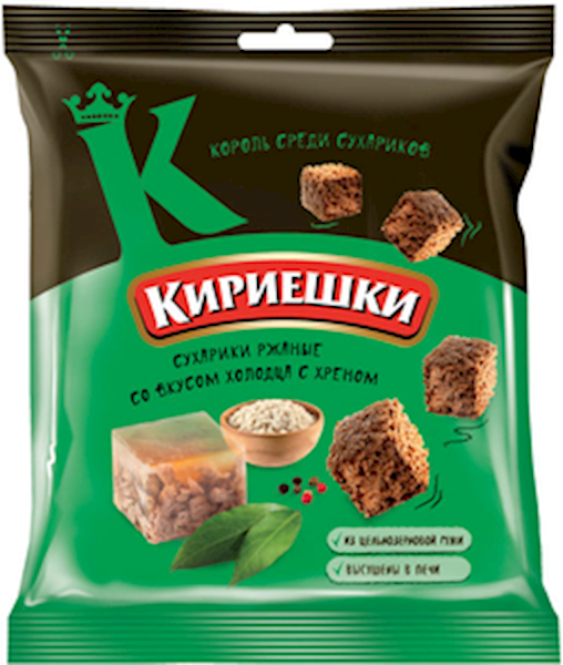 Rye-wheat croutons "Kirieshki" with aspic with horseradish flavour 100g