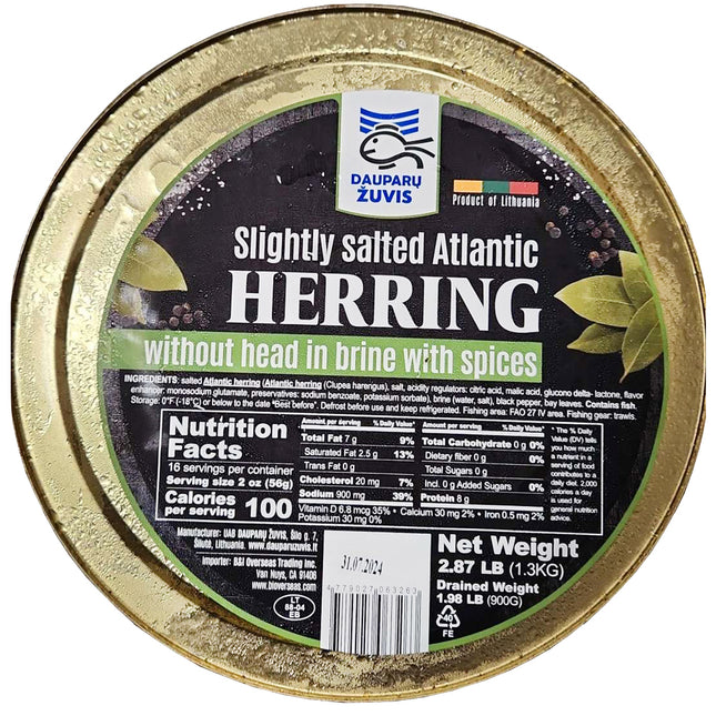 Salted Atlantic Herring in Spiced Brine, Dauparu Zuvis, 45.86 oz