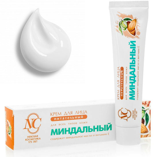 Almond Face Cream, Nutrition & Softening, Neva Cosmetics, 40 ml / 1.35 oz
