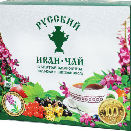 Russian Fireweed Ivan-tea w/ Currant Leaf, Apple and Rosehip, 100 tea bags with a label, 150 g/ 0.33 lb