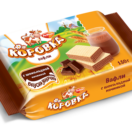 Imported Russian Wafers &quot;Korovka&quot; with Chocolate filling 150 g
