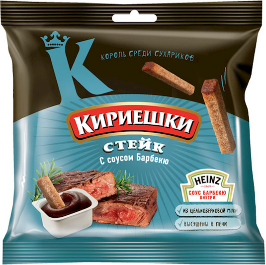 Rye croutons Kirieshki Steak taste with BBQ sauce 85 g