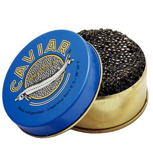Kaluga Black Caviar – "River Beluga" Roe, Large Pearls, Malossol Cure 250g