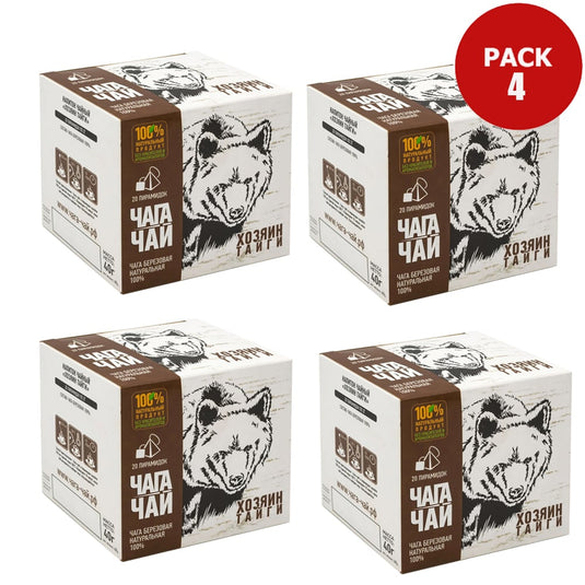 Pack 4 Chaga Tea, Taiga Owner, 20 pyramids х 4