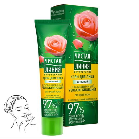 Face Cream Daily Moisturizing for Dry Skin, Pure Line, 40ml/ 1.35 oz