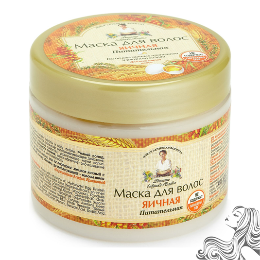 Eggs Hair Mask Nutritive for All Hair Types, Grandma Agafya's Recipes, 10.14 oz/ 300 Ml