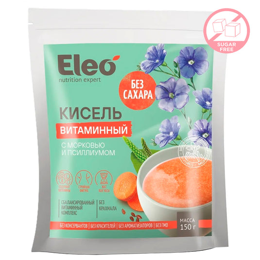 Vitamin Jelly Drink Kissel with Carrots & Psyllium SUGAR FREE, Eleo, 150g/ 5.29 oz