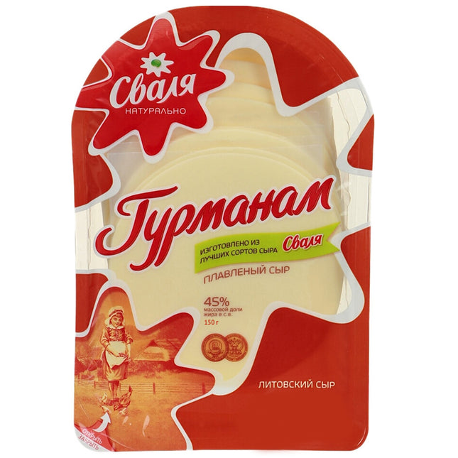 Processed Lithuanian Cheese 45% Fat Content "Gourmet", Svalya, 150g / 5.29oz