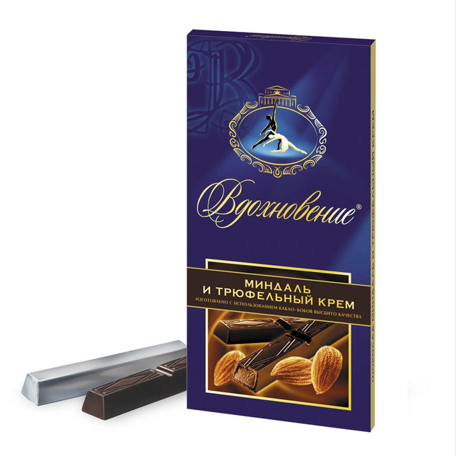 Imported Russian Chocolate with Truffle Cream and Almonds, Artpassion, 100 g