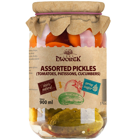 Ассорти: огурцы, патиссоны, томаты Dworek 900 гр