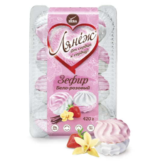 White-Rose Zefir Mashmallow (strawberry), La Neige, 15 oz / 420 g