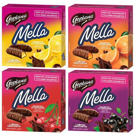 Set of Assorted Chocolate Glazed Jelly Candy Goplana Mella Galaretka | 4x 190g