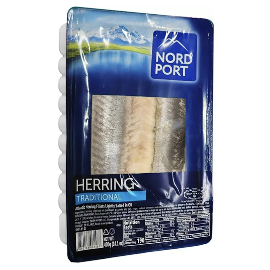 Traditional Salted Herring Pieces-Fillet, Nord Port, 400g
