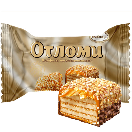 Waffle Candies with Caramel, Cream Filling & Nuts "Otlomi", Akkond, 226g/ 7.97 oz